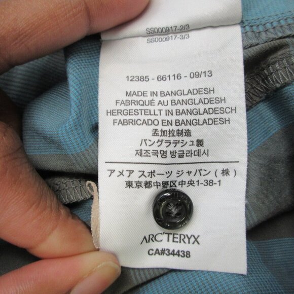 Arcteryx Men's Peakline Plaid Shirt Blue Grey Button Hiking Outdoor Casual 154 - Picture 5 of 12